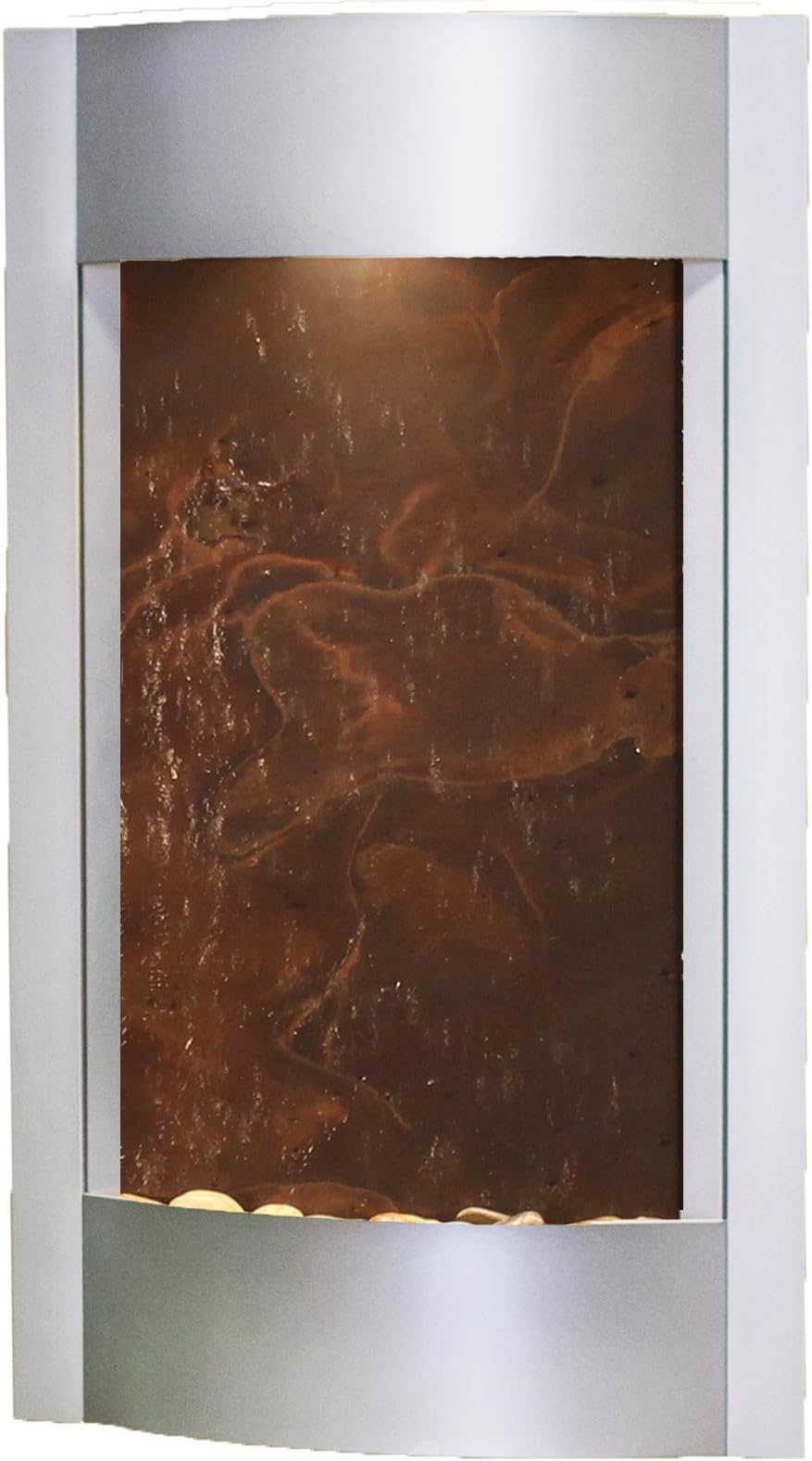 Serene Waters Water Feature with Multi-Color Featherstone (Silver Metallic Trim)