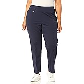 Slim-Sation Womens Plus Size Pull on Solid Knit Easy Fit Ankle Pant