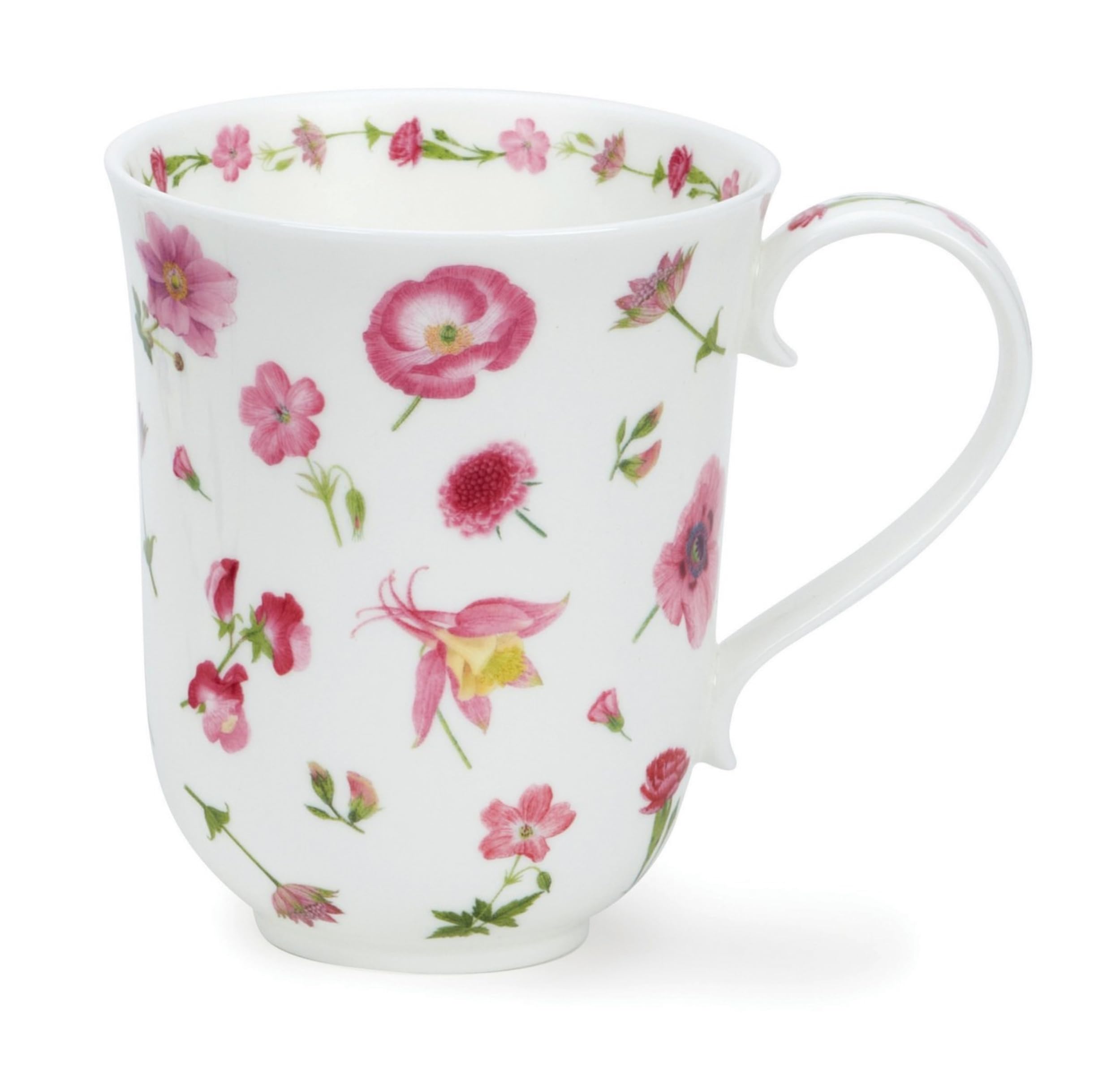 Dunoon Braemar 0.33 L Fine Bone China Fliral Mug "Abundance" Blue or Pink (Pink)