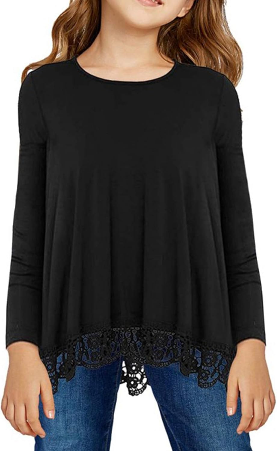 Arshiner Girls Casual Tunic Tops Long Sleeve Loose Soft Blouse T-Shirt for 4-13 Years: Clothing
