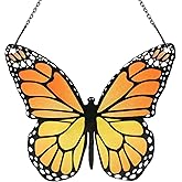 Stained Glass Window Hanging Yellow Butterfly Suncatcher, Butterfly Gift for Mom, Grandma, Women, for Mom Grandma Birthday