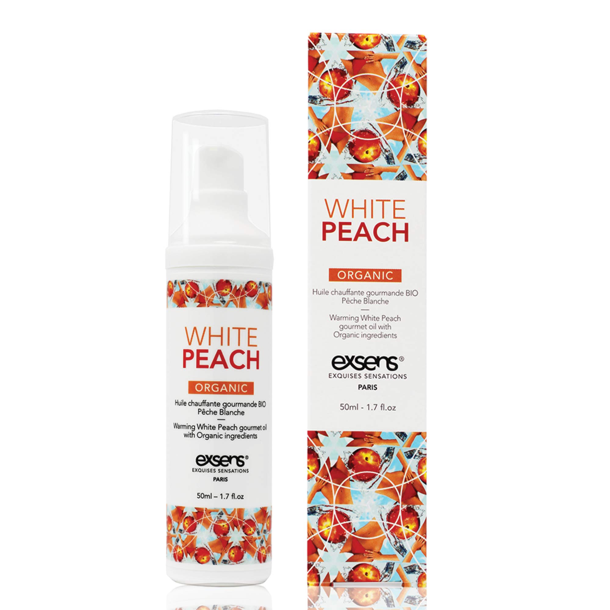 Exsens Warming Massage Oil White Peach Organic 50 ml Transparent