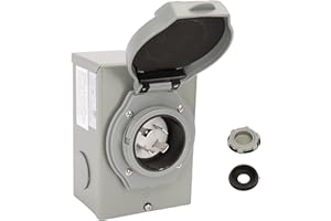 PEAKTOW PTR0105 Weatherproof 30 Amp NEMA 3R Generator Power Inlet Box, NEMA L14-30P, 125/250 Volt, 7500 Watts for Outdoor Use