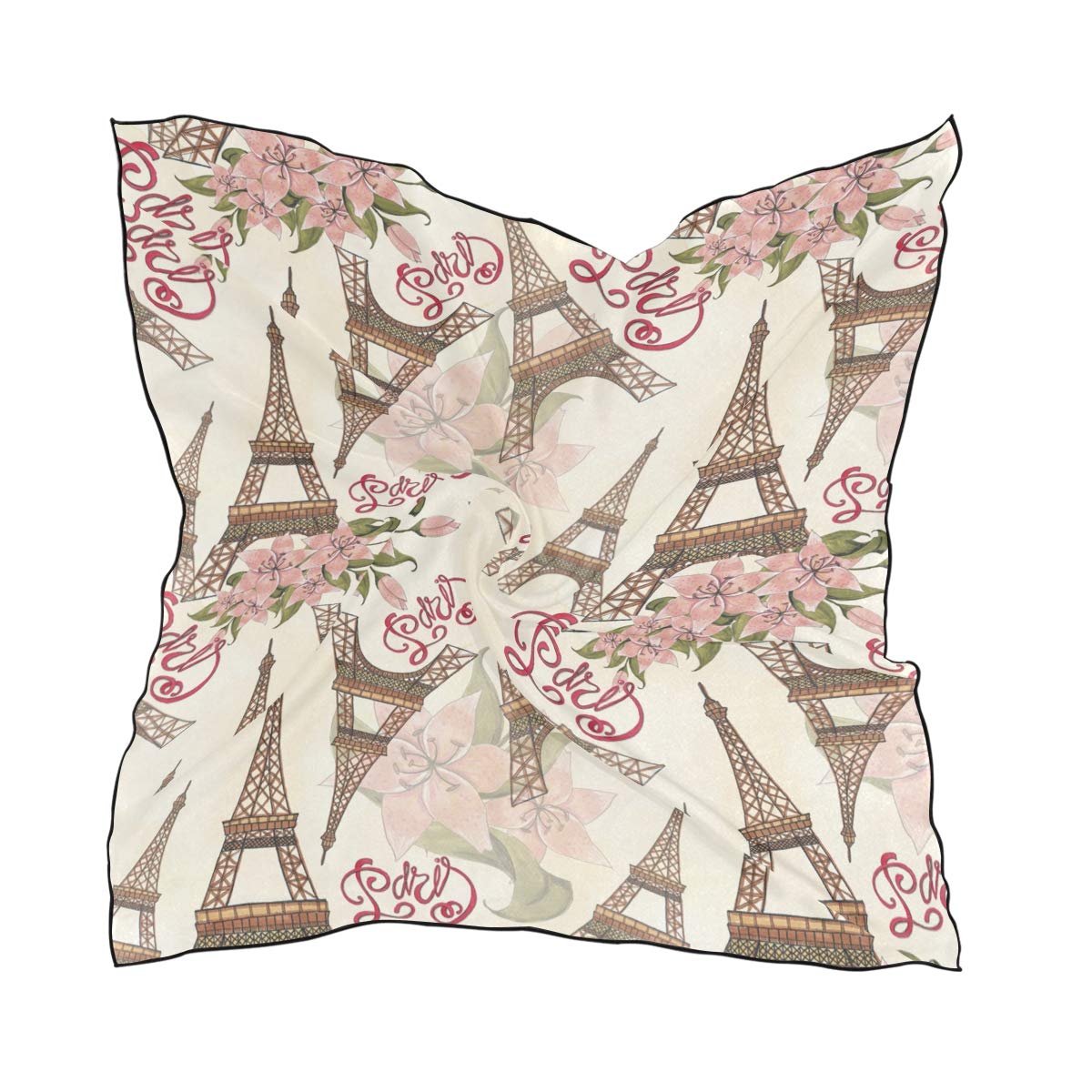 XLING Fashion Square Scarf Floral Flower Paris Eiffel Tower Pattern Lightweight Sunscreen Silk Scarves Muffler Hair Wrap Headscarf Neckerchief for Women Men XLING Fashion Square Scarf Floral Flower Paris Eiffel Tower Pattern Lightweight Sunscreen Silk Scarves Muffler Hair Wrap Headscarf Neckerchief for Women Men