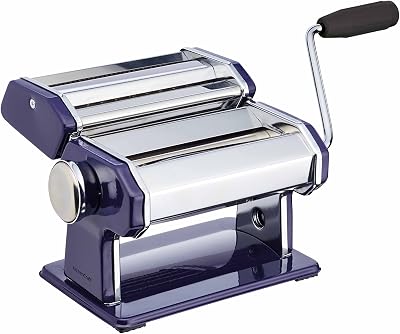 KitchenCraft World of Flavours Pasta Maker Manual 9 Thickness Cutter Blue