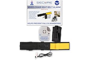 SECURE SAFETY SOLUTIONS Secure Wheelchair Seatbelt Chair Alarm for Elderly Dementia Patients - Non Restraint Seat Belt Strap Sensor and 80 dB Alarm Monitor - Fall Prevention Safety Device for Monitoring Seniors