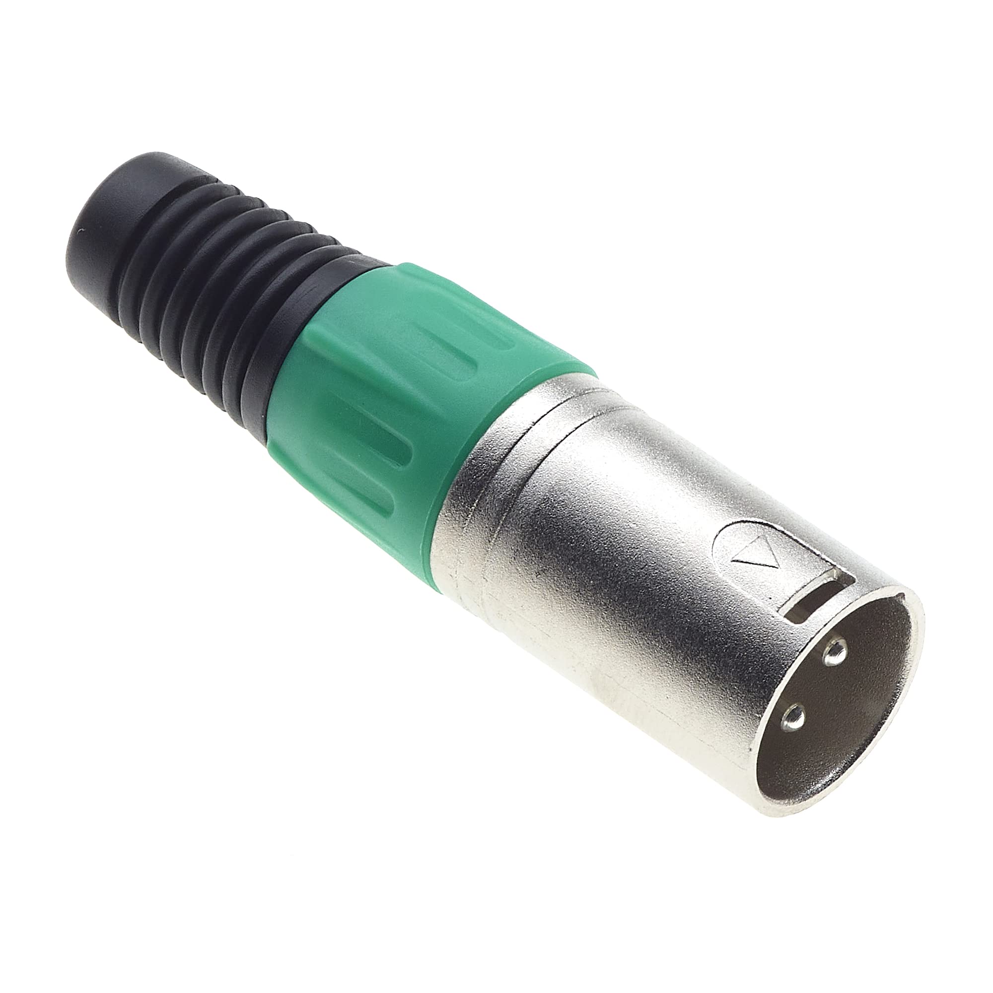 Keple 3 Pole XLR Plug, Green - Male Audio Mic Microphone DMX Plug Jack Plug, Nicked-Plated Adapter, Metal Construction Connector With Plastic Housing