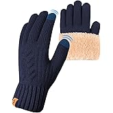 ARFNKIM Thermal Winter Gloves-Fleece Lining Touch Screen Knit Stretchy Warm Gloves for Running Cycling Riding- Men Women