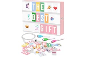 tricase Pink Cinema Light Box with 312 Letters, Emojis & 3 Markers - Led Light Box sign for Home & Pink Room Decor - Premium Light Up Letter Board - Best Gift Idea for Women & Girls on Christmas or Birthdays