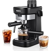Reemix Espresso Machine 6 Bar, Rich Crema Coffee Maker | Auto Pressure Relief, Compact Home Coffee Brewer​​ Machine, Black
