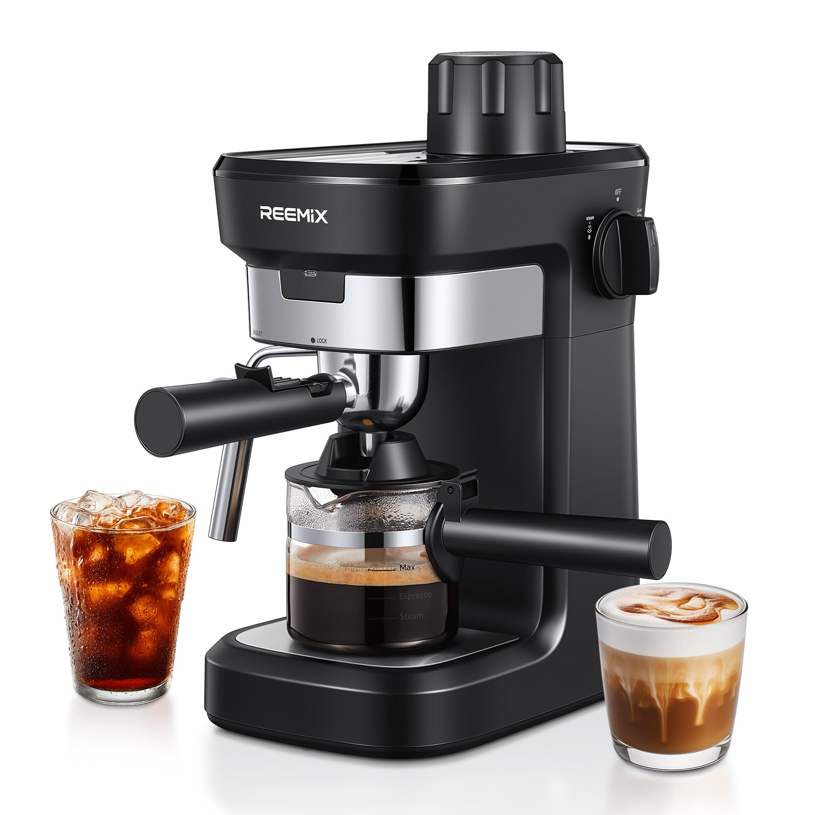 Photo 1 of Reemix Espresso Machine 6 Bar, Rich Crema Coffee Maker, Auto Pressure Relief, Compact Home Coffee Brewer?? Machine, Black