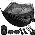 NATUREFUN Camping Hammock with Net | 300kg Load Capacity,(300 x 200 cm) Breathable,Quick-Drying Parachute Nylon Travel Hammock | 2 x Premium Carabiners,4 x Slings Included | Outdoor Indoor Garden
