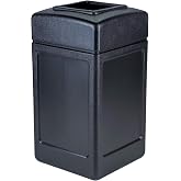 Commercial Zone 732101 Open-Top Indoor/Outdoor Square 42 Gallon Large Waste Trash Container Bin, Black