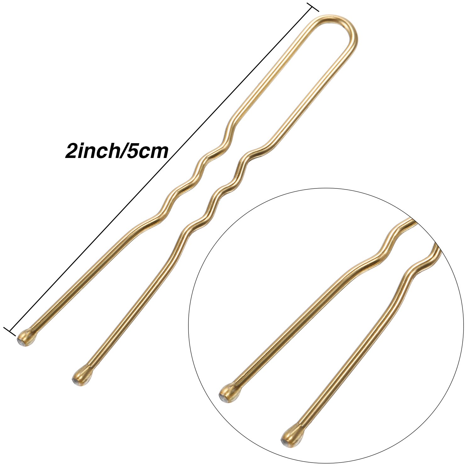 eBoot 100 Pack of U Shaped Hair Pins Bun Hair Pins with Box and Storage Bag, Golden (5 cm/ 2 Inches) : Beauty