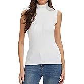 INKOFF Women’s Sleeveless Turtleneck Tops Ribbed Slim Fitted Turtle Neck Sweater Vest Dressy High Neck Knit Top