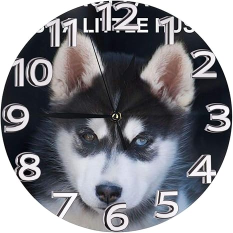 Amazon シベリアンハスキー子犬アートデザイン 置き時計 掛け時計 壁掛け時計 丸い時計 サイレント デジタル時計 おしゃれ 家の装飾 置き時計 掛け時計 オンライン通販