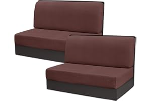 CRFATOP Sets of 2 RV Dinette Cushion Slipcover Jacquard Elastic Camper Cushion Covers Stretch 2 Seat Sofa Chair Cover Furniture Protector for RV Car Bench 2 Backrest Covers & 2 Bench Covers,Brown
