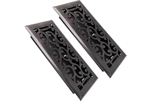 SANYCASA 4x10 Inches Air Floor Vents Register Ease Adjust Air Flow Savannah Design-Heavy Duty Walkable Steel Decorative Floor Vent for Room- Oil Rubbed Bronze Floor Vent Covers - 2 Pack