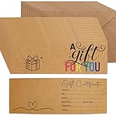 Ceiba Tree 30Pak Blank Gift Certificates for Business Kraft Certificate Cards with Envelopes for Salon Restaurants Spa Birthday Valentines St. patrick's Day