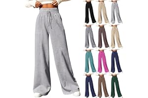 Slakkenreis Women Wide Leg Sweatpants Winter Baggy Straight Leg Sweatpants with Pockets Plus Size Drawstring Flare Sweatpants