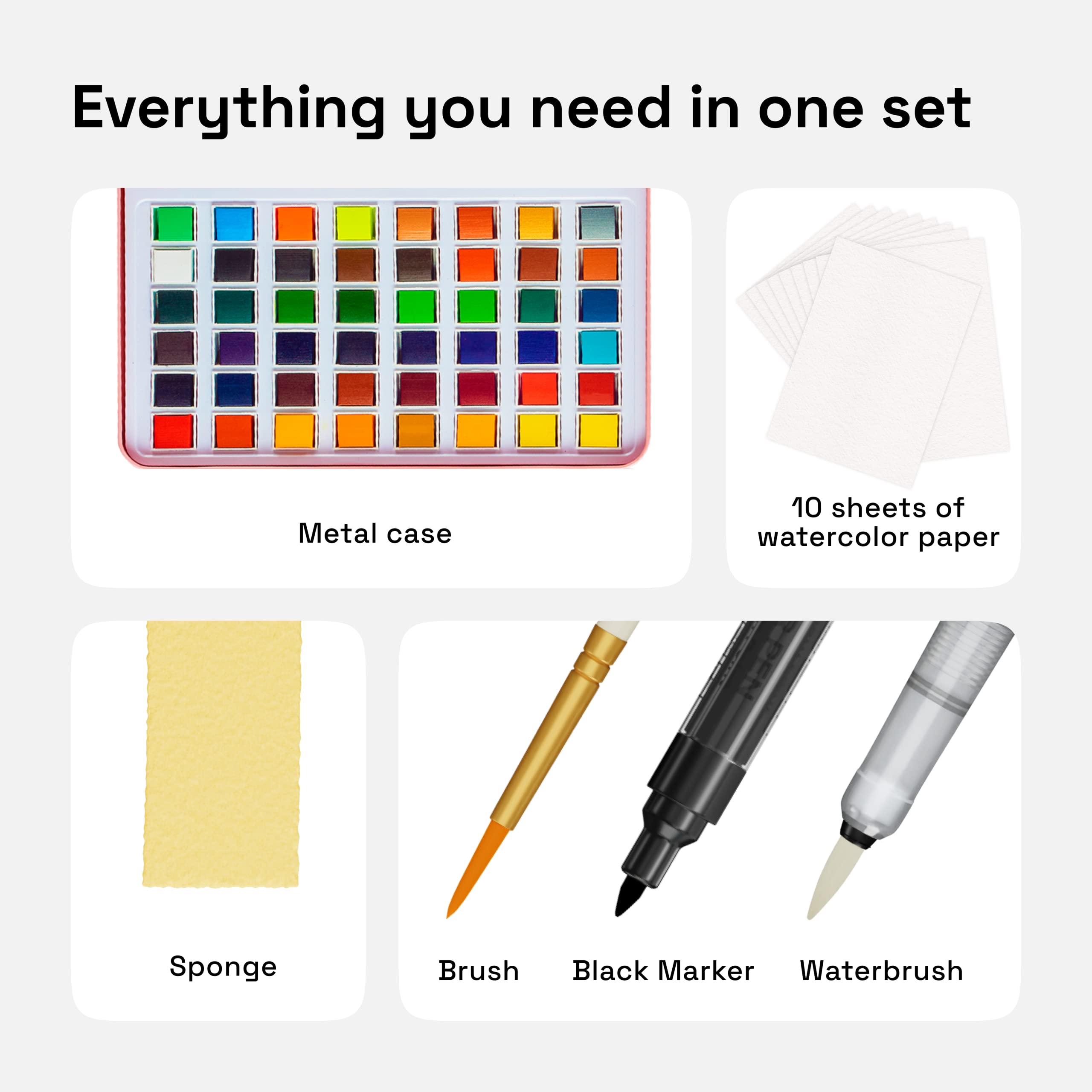 ARTISTRO Watercolor Paint Set – 48 Vivid Colors in Portable Box, Including Metallic & Fluorescent Shades – Travel Art Kit for Artists, Hobbyists & Painting Lovers (Premium Home)