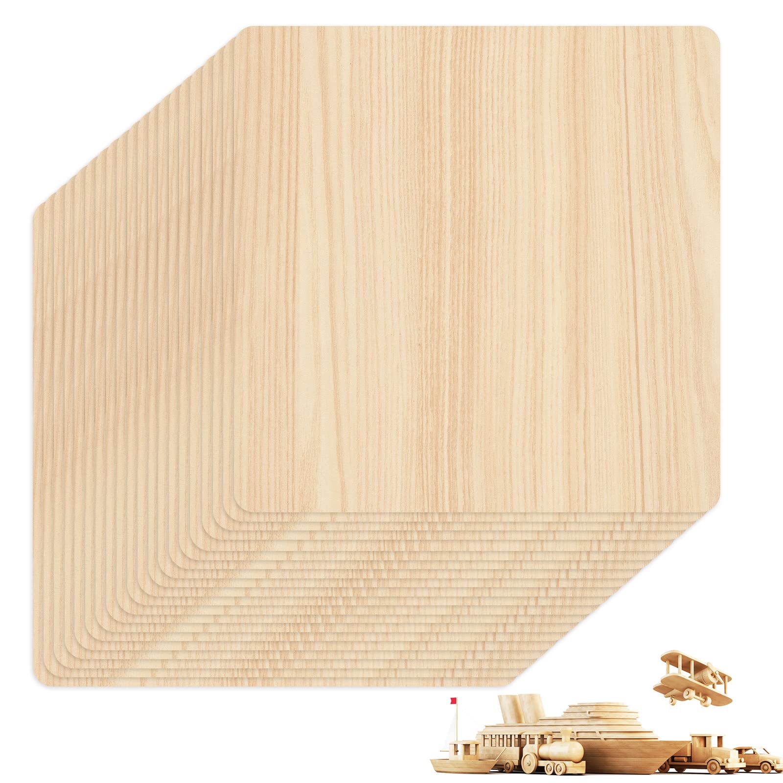 20pcs Basswood Sheets 200 x 200 x 2 mm Plywood Sheets Unfinished Wood Board MDF Blank Sheets DIY Model Wood Plate for Woodcraft Model, Crafts, Pyrography, Painting, Stenciling, Home Decor