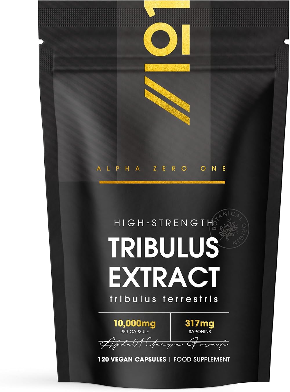 Alpha01 Tribulus Terrestris Extract 10000mg 95% Saponins Vegan 120 Caps