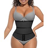 FeelinGirl Waist Trainer for Women Belly Fat Long Torso Sauna Workout 2 Belt With Zipper 7 Steel Bones Corset