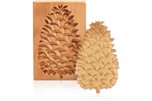 CheeseandU Carved Wooden Pinecone Cookie Mold Baking Embossing Cookies Stamp Mold 3D Baking Mold for Cake Decorating Dessert 