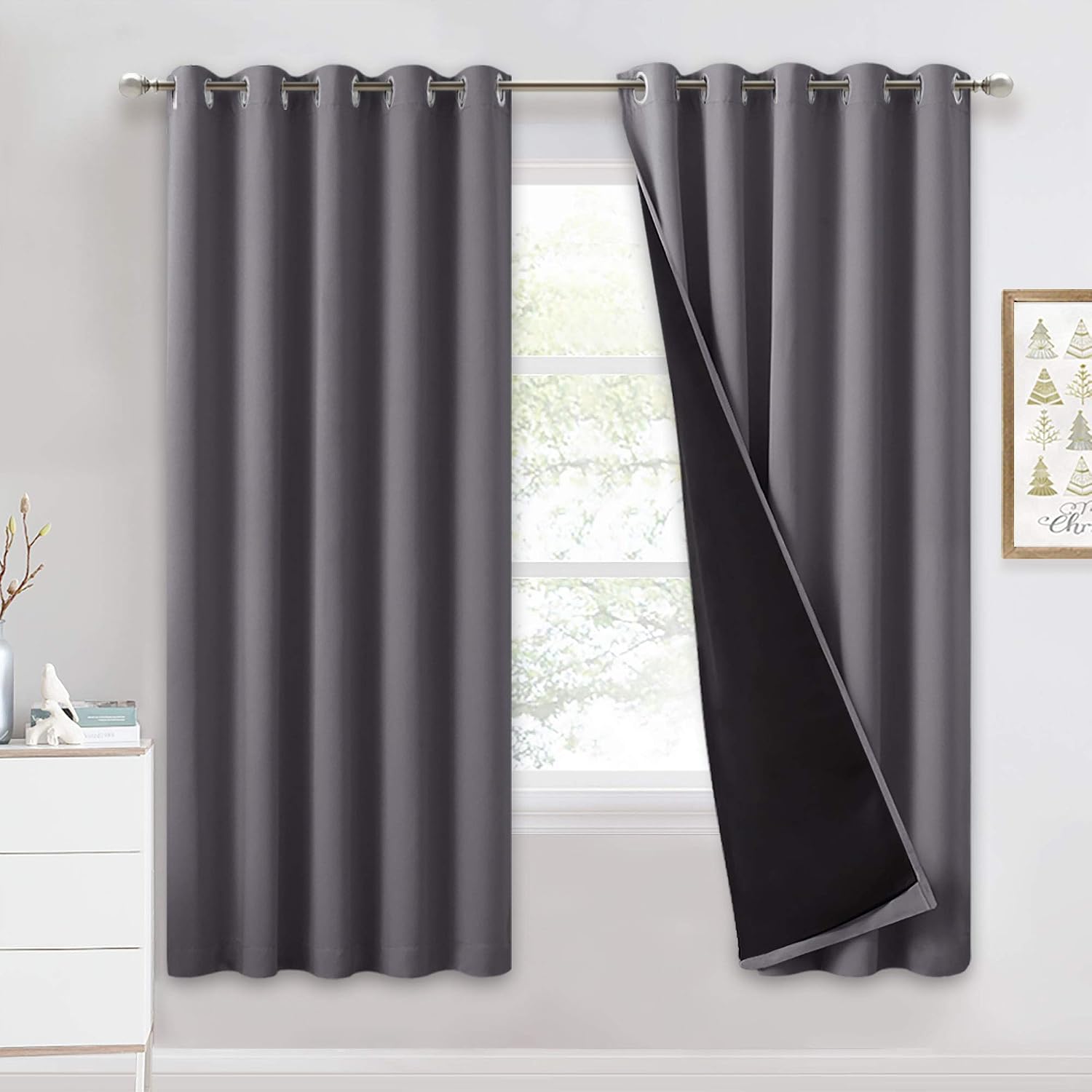 PONY DANCE 100% Blackout Double-Layer Curtains with Liner