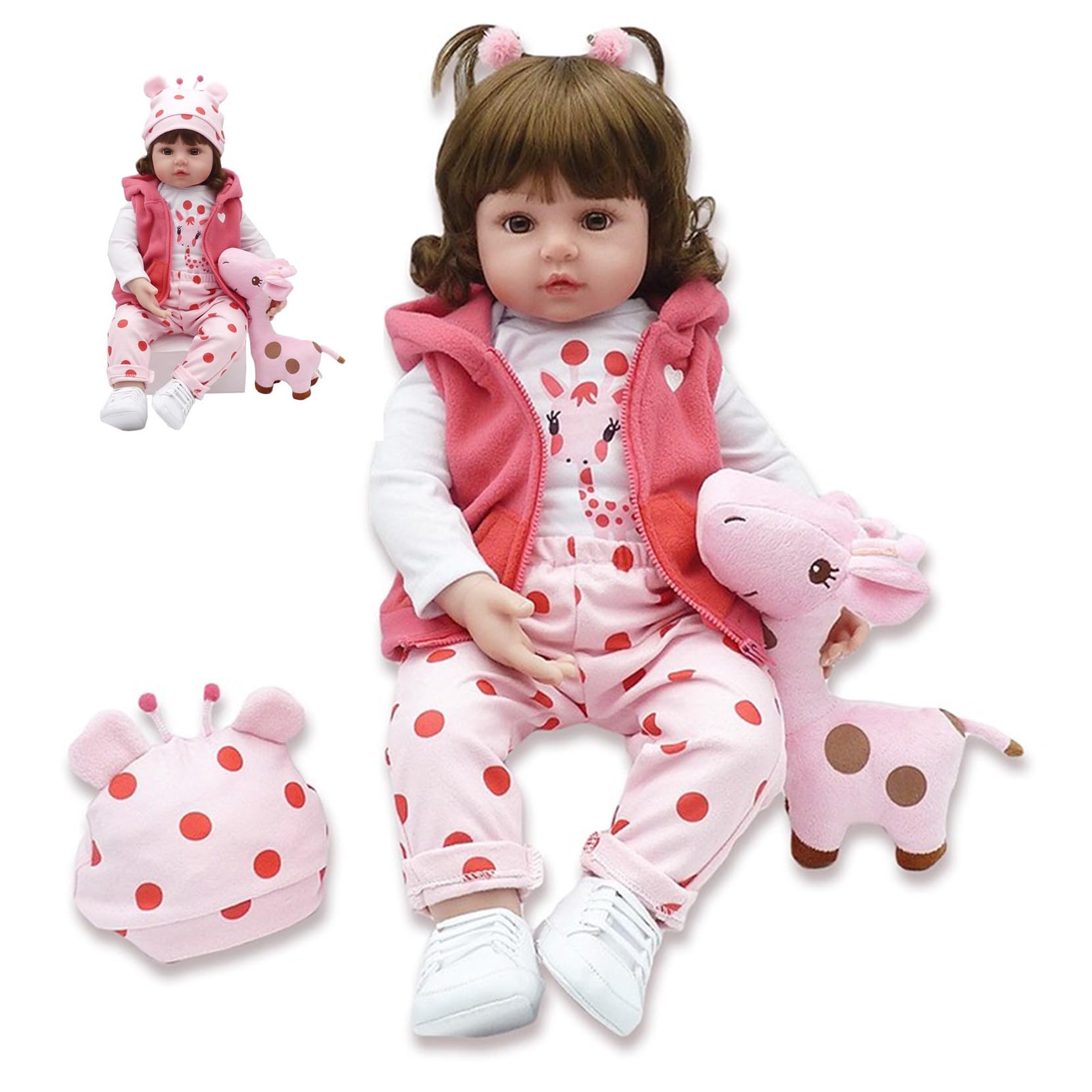 ZIYIUI Reborn Dolls 19 inch 48cm Soft Vinyl Silicone Real Life Reborn Dolls Girls Handmade Giraffe Girl Doll Newborn Baby Girls Toys