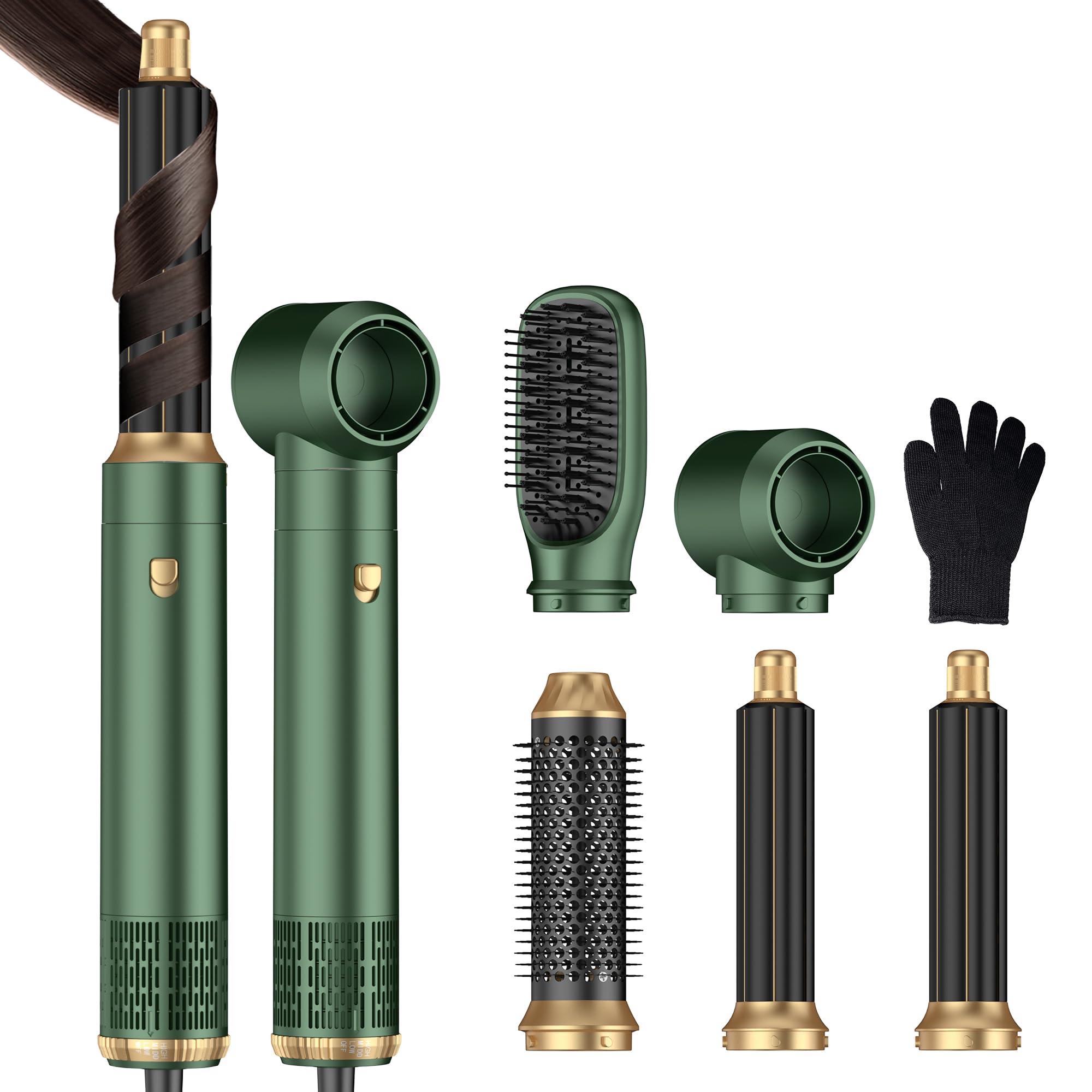 View 1 of 5 in 1 Hair Dryer Brush Set,Professional Negative Ionic Hot Air Styler, Air Curling Wrap Styler,Detachable Blow Dryer Brush With Auto Wrap Curlers,Hair Styling Tools For Straight/Curl/Drying/Smoothing