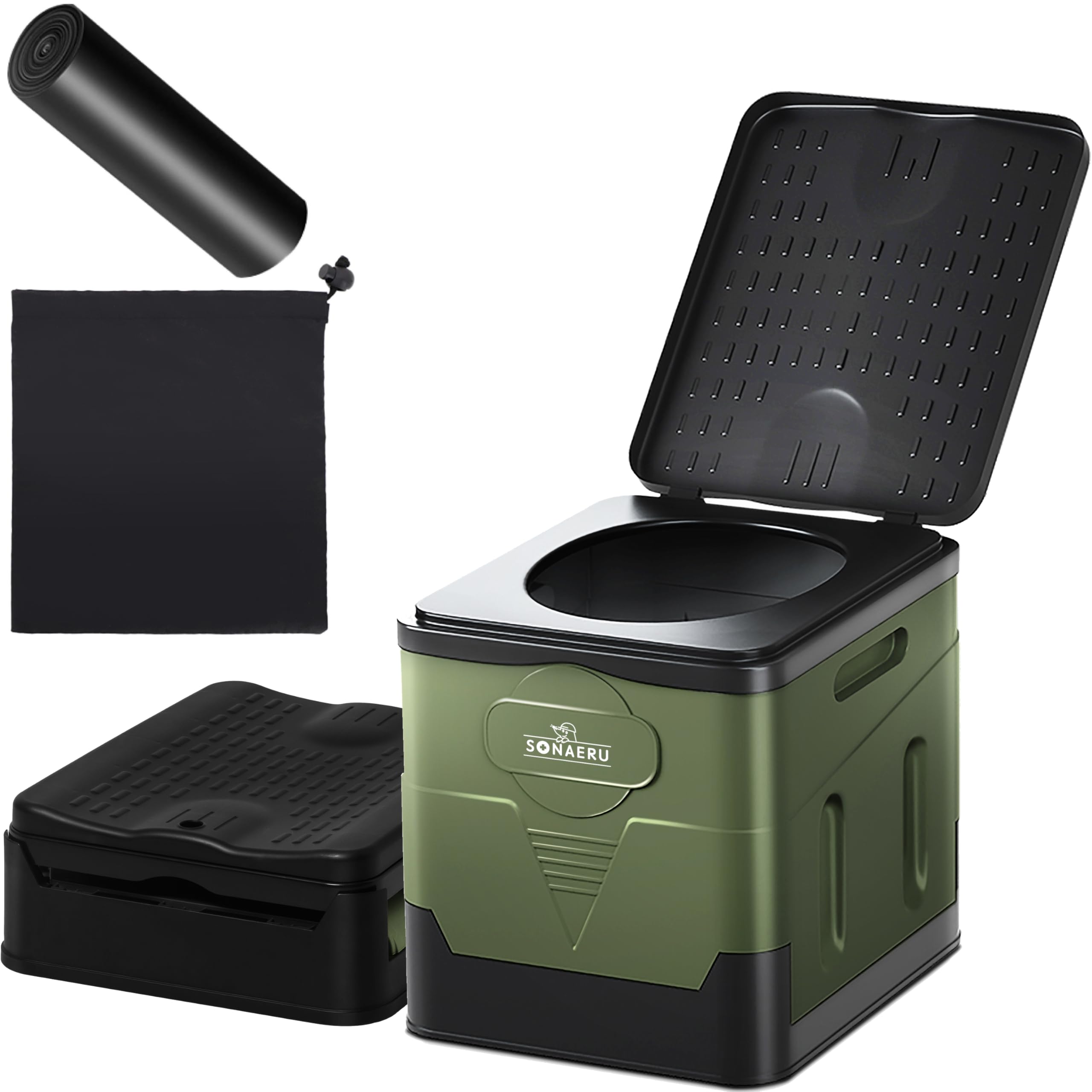 【防災士推奨】PYKES PEAK 簡易トイレ 携帯トイレ 耐荷重100㎏ 排泄袋 12枚付 ​折りたたみ 災害用 非常用 防災用 アウトドア 介護 防災グッズ (グリーン/S/凝固剤なし)商品画像