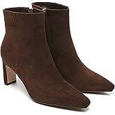 Brown Suede Ankle Boots for Women Pointed Toe Chunky High Heeled Booties Fall Dressy Short Boots with Zipper