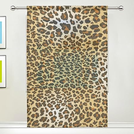 Amazon Com Wozo Custom Panther Leopard Print Sheer Panel Pair