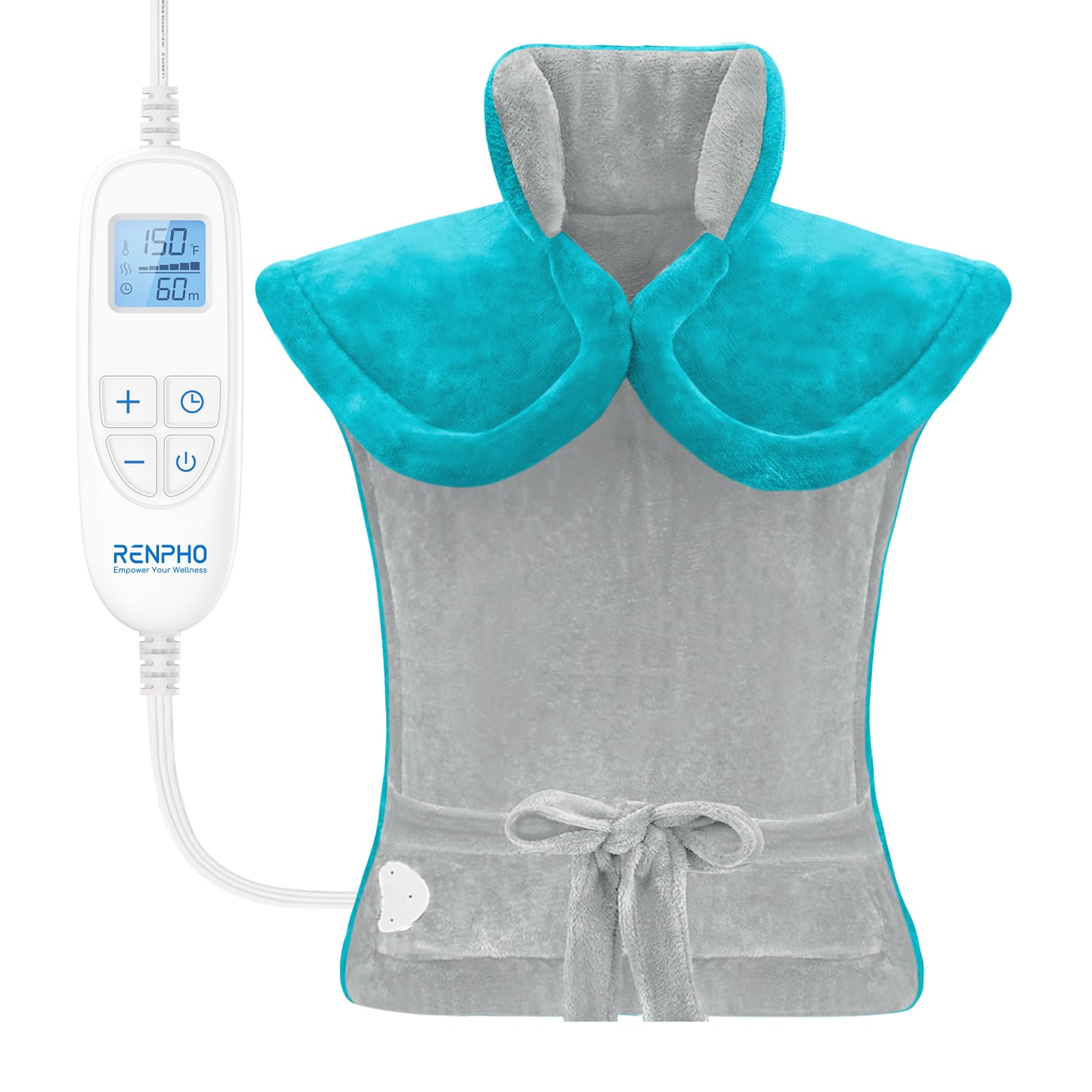 Photo 1 of RENPHO Heating Pad for Back, Mothers Day Gifts for Mom & Birthday Gifts for Men Women, FSA Eligible & HSA Store, Weighted Electric Heat Pad for Neck and Shoulder, ETL Certified, 24"x33", Gray Green