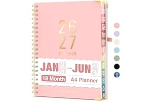 Forvencer Planner 2026-2027, 18 Month Weekly and Monthly Calendar Planner, Jan 2026 -June 2027, 8.5" x 11", Daily Agenda Book with Tabs, College Organizer Notebook, School Supplies for Student Teacher Classroom, A4, Pink