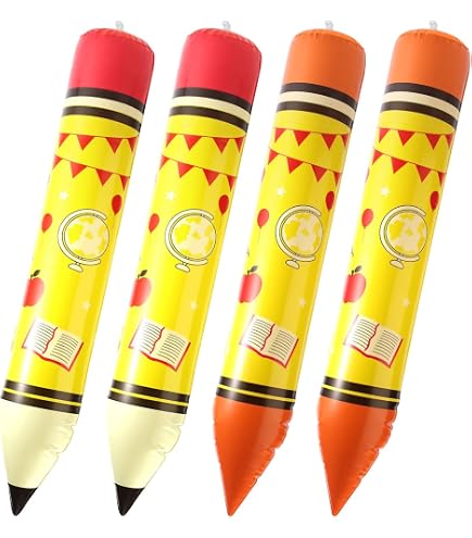 2 Crayons Gonflables Géants 110 Cm - Décoration PVC Pour Rentrée Scolaire, Fête D'anniversaire - Couleurs Vives, Réutilisables