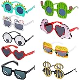 Sucrain 9pcs Luau Sunglasses Hawaiian Tropical Glasses Summer Photo Beach Supplies Decoration