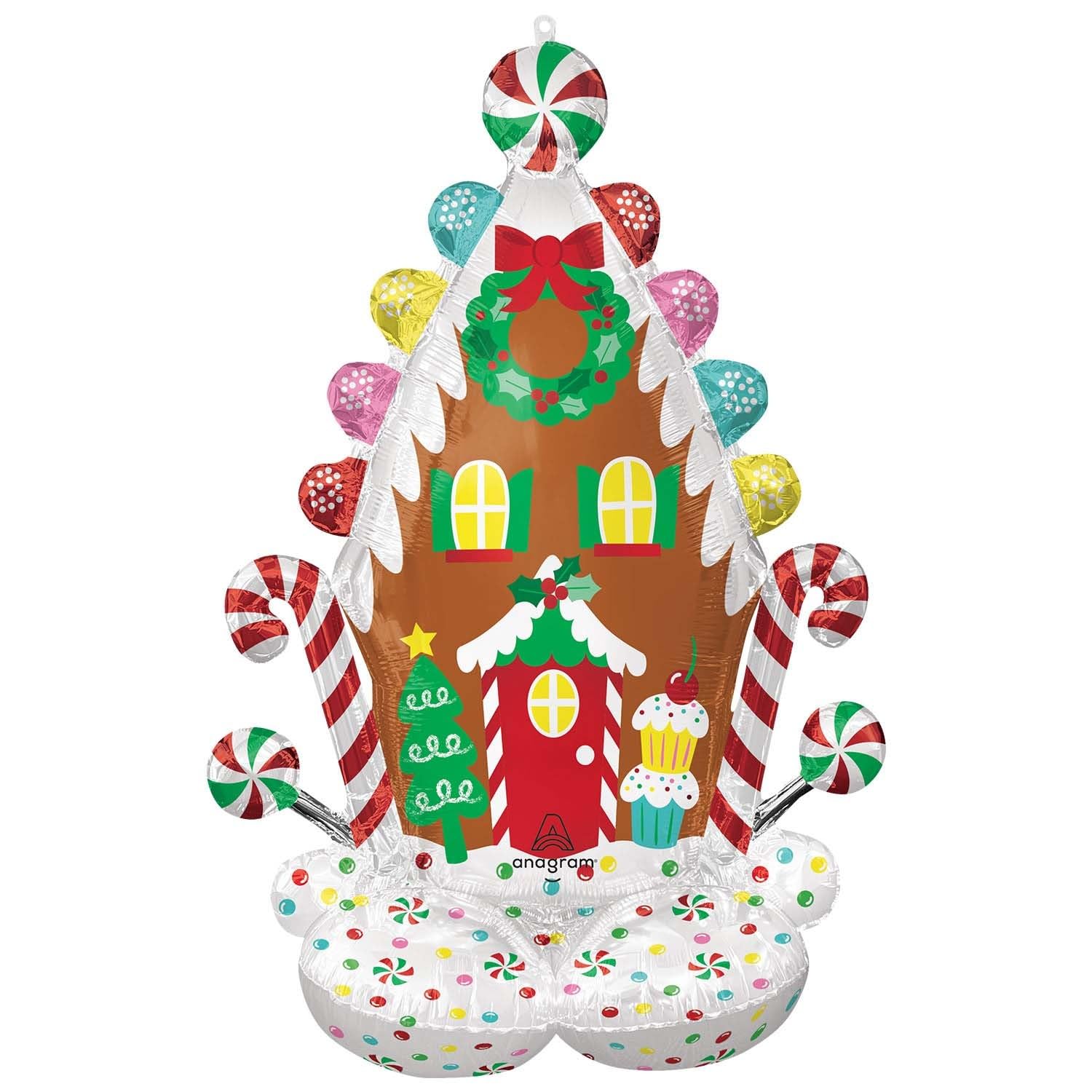 amscan Anagram 4491411 - Christmas Gingerbread House Air-filled AirLoonz Foil Balloon - 51"