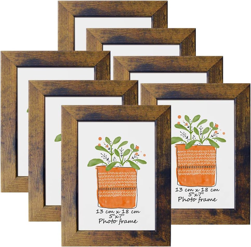 Photo Albums, Frames & Accessories - PETAFLOP 5x7 Frame Rustic Picture Frames Fits 5 by 7 Inch Photo Wall Tabletop Display, 7 Pack