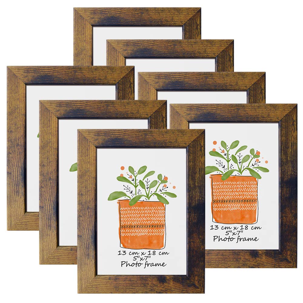 Photo 1 of PETAFLOP 5x7 Frame Rustic Picture Frames Fits 5 by 7 Inch Photo Wall Tabletop Display, 7 Pack
