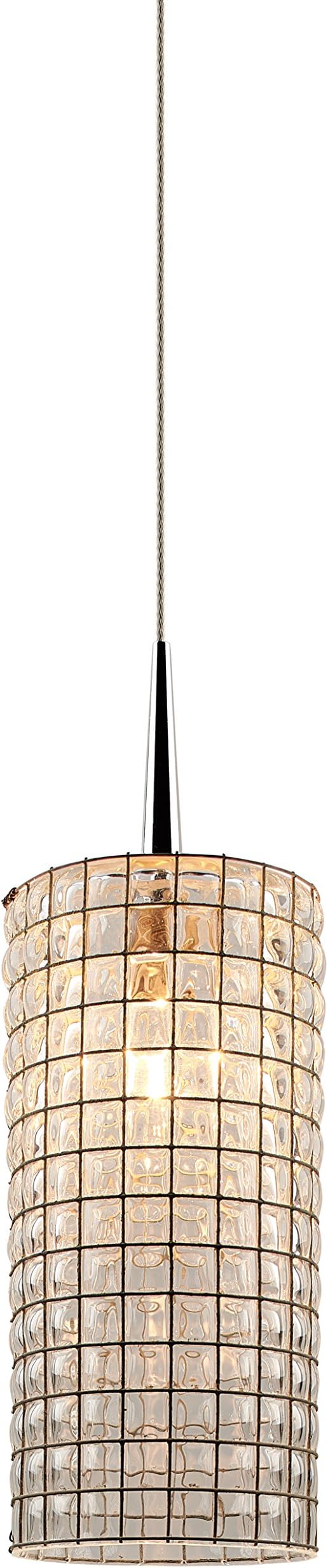 Bruck Lighting 221113ch/MP Sierra 1 1-Light Low Voltage Pendant with 4" Canopy Finish Glass Shade, Chrome, Clear with Wire Mesh