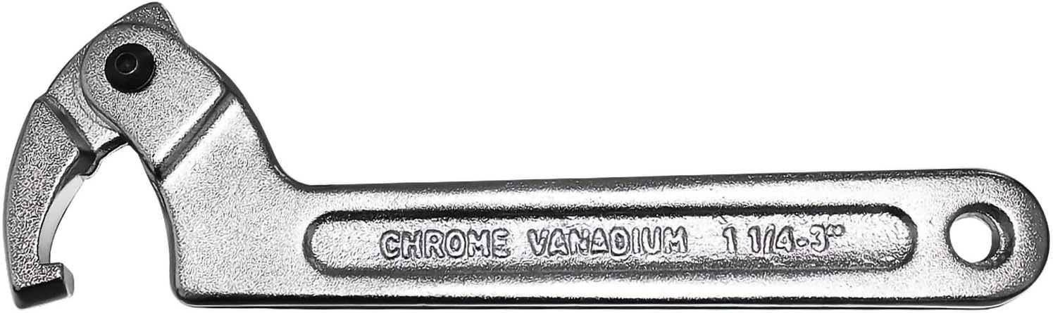 Larcele Hook Wrench for Nut Side Adjustable Spanner YYBS-01 (Square Head,1 1/4"-3"(32-76mm)), Silver