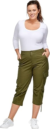 plus size white cargo capris