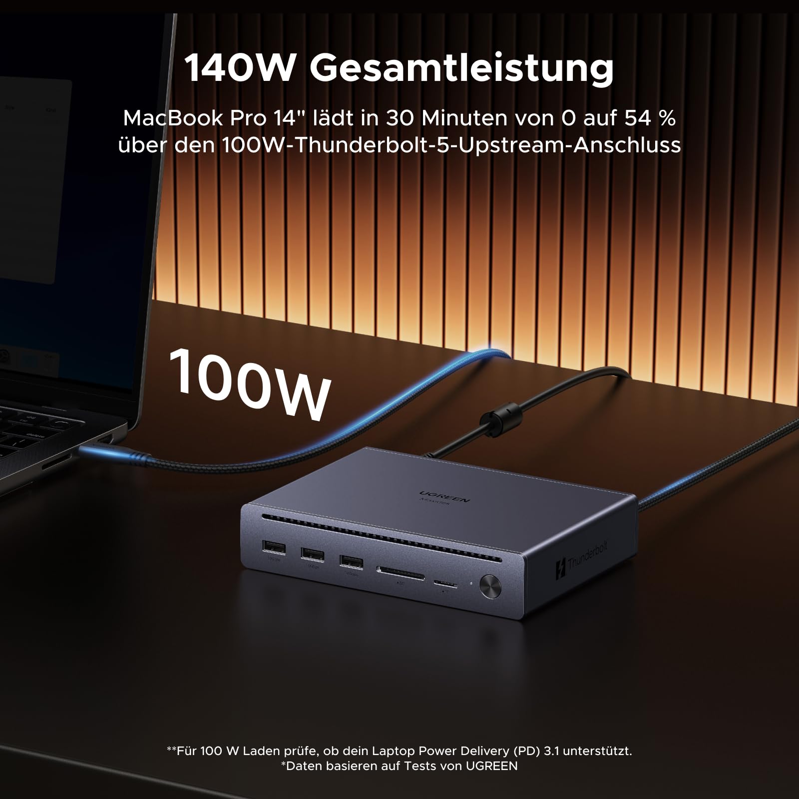 UGREEN Maxidok Thunderbolt 5 Dock, Dual 6K@60Hz/ 4K@120Hz, 120Gbps Datentransfer, 3*USB A Ports, 100W Aufladen, SD&TF Kartenleser, Ethernet, TBT5 Dock für TBT5/4 MacBooks and Windows-Laptops 4