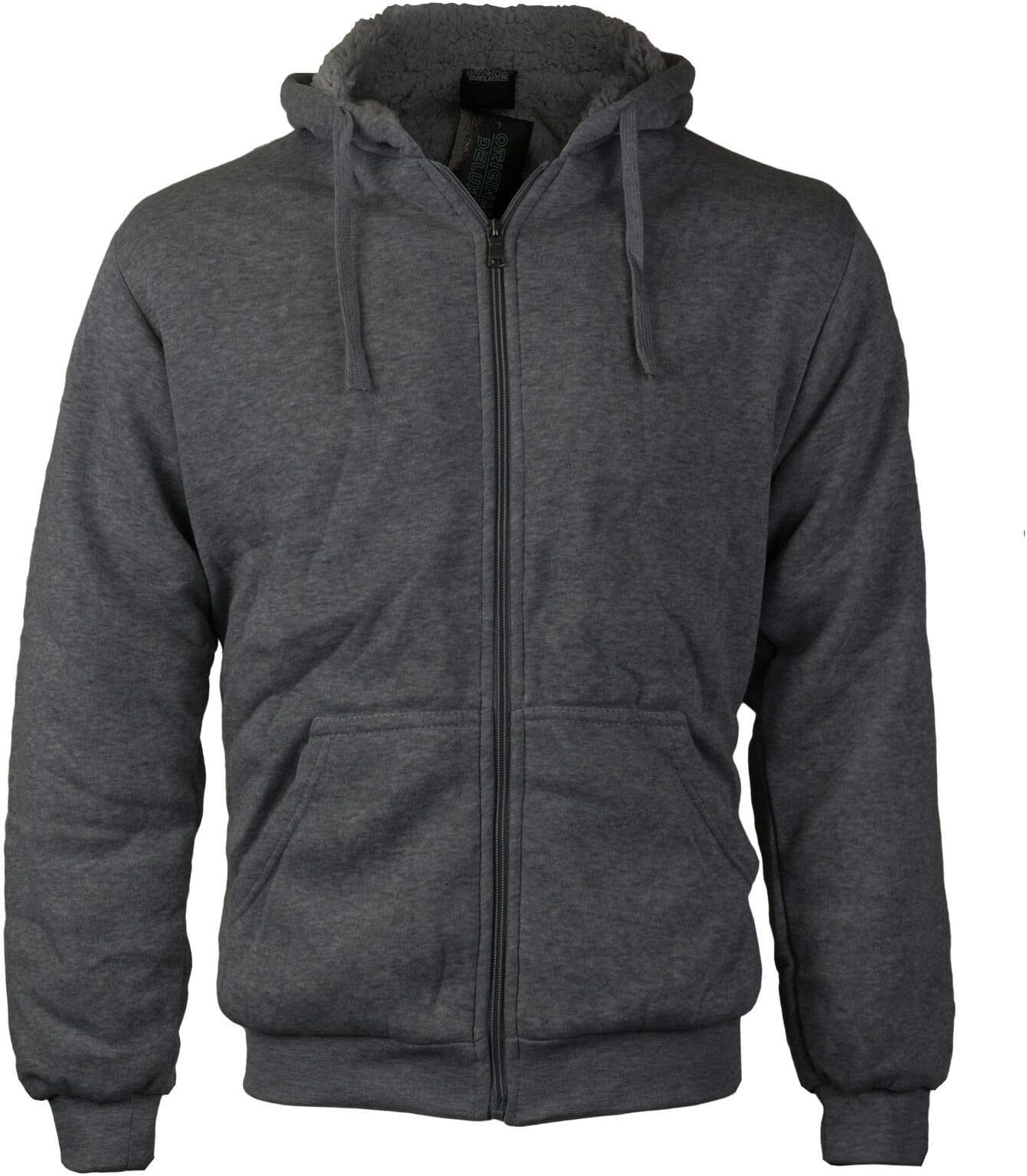 Men's Premium Athletic Soft Sherpa Lined Fleece Zip Up Hoodie Sweater Jacket