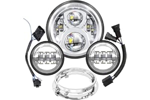 AVOUZ 7 inch Motorcycle LED Headlights 4.5" Fog Passing Lights DOT Kit For Harley Davidson Ultra Classic Road King Street Glide Heritage Softail Switchback Electra Glide CVO Tri Glide harley headlight