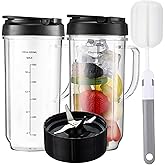 For Magic Bullet Blender Cups and Blade, Tall 22oz Cup with Flip Top To-Go Lid, Cross Blade, Blender Replacement Parts, Mug with Handle Compatible with Magic Bullet 250w MB1001 MBR-0701AK