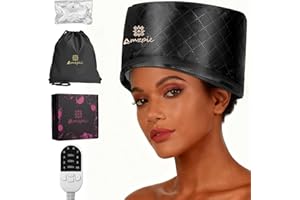 AMZPIC Thermal Heat Cap for Deep Conditioning - Electric Steamer Cap with 10-Level Temperature Control, Fast Heating for Natural & Afro Hair Care at Home